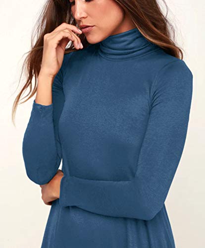 Image of KEEDONE Women's Long Sleeve Turtleneck Casual Loose T-Shirt Dresses