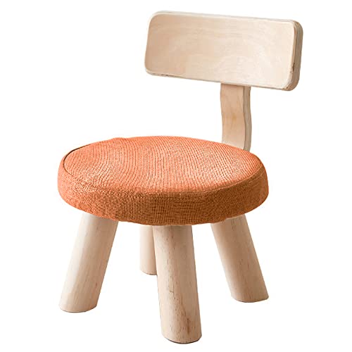 YLOVABLE 木製 ミニ スツール 子ども スツール 子供 いす 低い スツール 座面高さ20cm 背もたれかわいいスツール 木製脚立 コンパクト 家庭 幼稚園用 綿麻の生地 背もたれ付き 取り外し可能な布カバー
