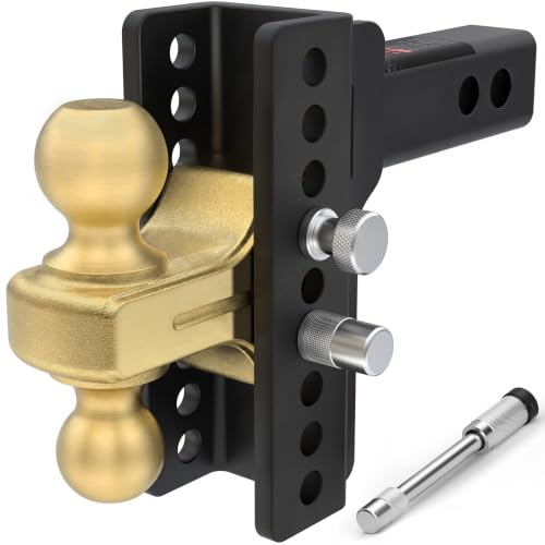 Image of TYT Adjustable Truck Trailer Hitch for 2.5 inch Receiver, 6 inch Drop /Rise Tow Hitch with Dual Balls (2 inch & 2-5 /16 inch), Compatible with Heavy-Duty Trailer Systems up to 22,000 lbs