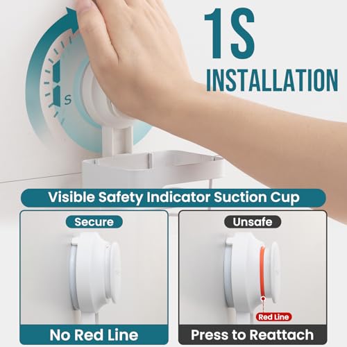 Image of TAILI Suction Cup Toothbrush Holders with Visible Safety Indicator, White | Wall Mounted, Visible Safety Indicator, Inverted Trapezoid Design Bathroom Organizer Removable for Tooth brush and Toothpaste