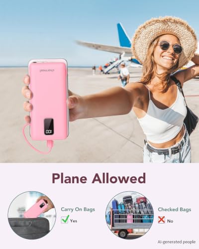 Image of charmast Portable Charger Power Bank Built in Cables,10000mAh Battery Pack