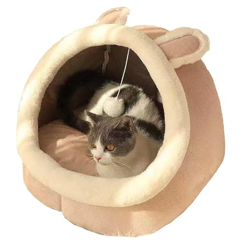 猫ベッド 猫ちぐら 猫 ドーム型 ペットベッド ペット 猫 ハウス 猫 家 キャットハウス 猫? 室内用 オールシーズン ふわふわ 犬小屋 おしゃれ 寝床 冷暖房 ペット用品 小型犬 休憩所 洗える クッション付き 小動物用 (L,スタイル1)