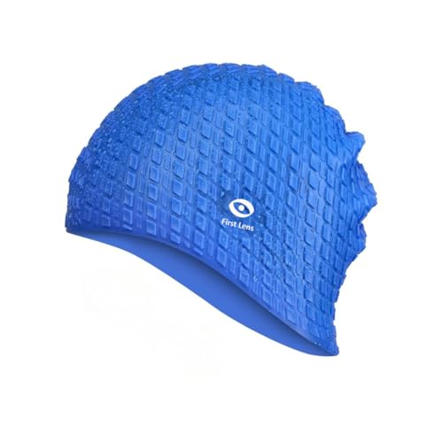 Image of First Lens Squre Swimming Cap for Men & Women - Blue - SC17