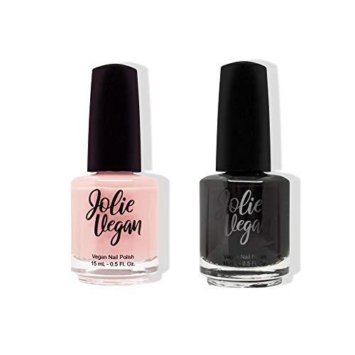 Jolie Vegan 2 Piece Nail Polish Set - Vegan, Cruelty-Free Nail Polish, Promotes Mental Health, Non-Toxic Formula, 11-Free, PETA Certified, 15 mL each (Blossoming & I Am Worthy)