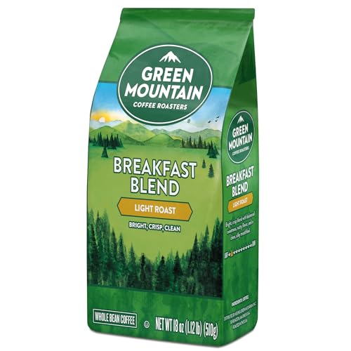 Green Mountain Coffee Roasters Breakfast Blend, Whole Bean Coffee, Light Roast, 18 Ounce (Pack of 1)