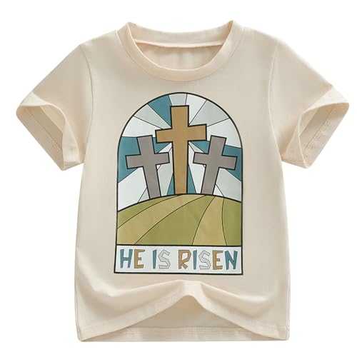 Image of Easter Bunny Shirt for Toddler Boys Girls Kids Funny Rabbit Letters Graphic Cotton Short Sleeve T-Shirt Top