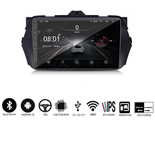 Image of AUTO SNAP 9Inch 22Cm Touch Screen Android 12 Gorilla Glass Ips Display Car Stereo With 2Gb Ram /16 Gb Rom Gps /Wi-Fi /Navigation /Steering Wheel Controls Mirror Link Compatible For Maruti Suzuki Old Ciaz