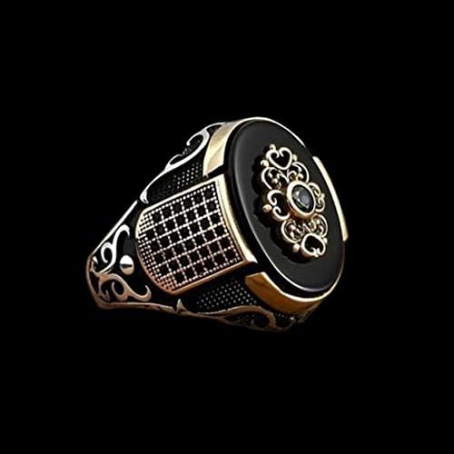 Vintage Handmade Black Enamel Zircon Rings for Men Accessories Statement Engagement Wedding Band Retro Punk Men Rings image 4