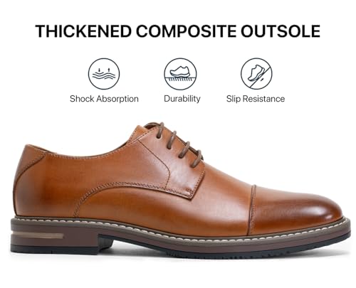 Image of Jousen Men's Dress Shoes Cap Toe Formal Oxfords for Men Business Lace Up Casual Comfortable Shoes