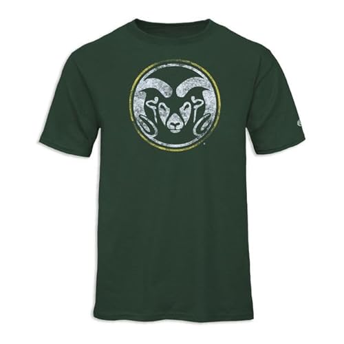 Barnesmith Colorado State University CSU Rams Short-Sleeve Ring Spun T-Shirt, Laude, Hunter Green, Medium