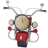 GENUINQ Retro Motorcycle Desk Stand Clock Art Metal Realistic Hand-Painted Motorcycle Statue Ornaments for Desktop Bar Home Shelf Office Cafe Decor for Vehicle Collectors Mancave