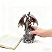 Hmusnwol Dragon Statue with Medieval Sword-Collection Figurine Fantasy Decor - Red Dragon Standing Gothic Castle for Tabletop Bookshelf Housewarming Gifts