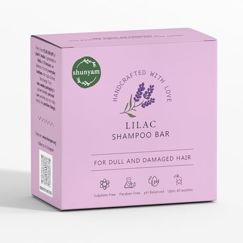 Image of Shunyam Shampoo Bar for Dull Hair - Coconut Oil, Lavender & Eucalyptus, Glycerine | Nourishing, Natural Hair Care, Vegan, Eco Friendly | Lilac | 70g