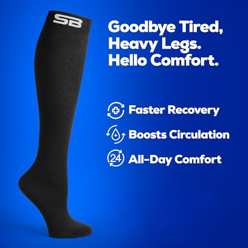 SB SOX 3-Pair Compression Socks for Women & Men (15-20mmHg) – Womens Compression Socks All Day Wear!