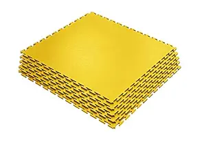 Garage and Gym Floor Tiles, Ecotile - Anti-Slip PVC Interlocking Flooring (32Tiles/8sqm, Yellow)