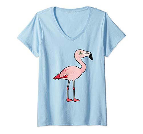 Womens Cute Cartoon Flamingo Bird Lover Gift | Chilean Flamingo V-Neck T-Shirt