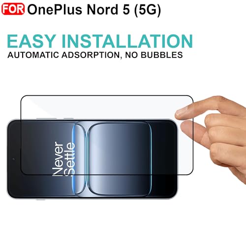 Image of CEDO Tempered Glass for OnePlus Nord 5 (5G) | Screen Protector Full HD Quality Tempered Glass Anti-Scratch Edge to Edge Coverage with Easy Installation Kit (Black)
