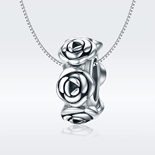 Image of ARTCHARM Rose Ring Spacer Charm 925 Sterling Silver Clip Charm Stopper Beads Charm fit Fashion Charms Bracelet & Necklace