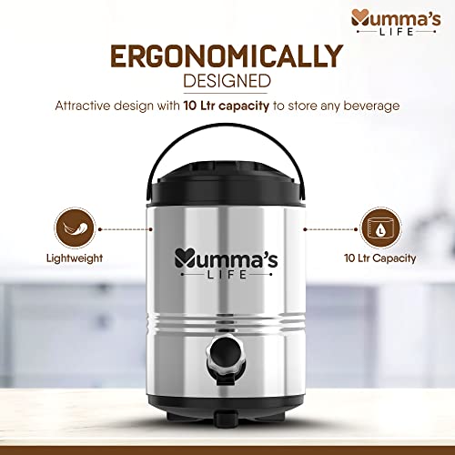 Image of Mumma's LIFE Water Camper Stainless Steel Thermos Flask Jug 5 Liters | Insulated Water Dispenser with Tap | Hot & Cold Water Jug for Home Outdoor Use