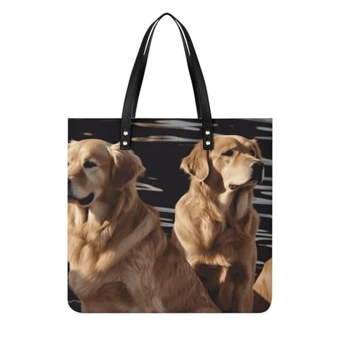 Sac à main Hobo en cuir végétalien Golden Retrievers pour femme
