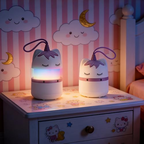 WORKPRO 2-Pack Kids Camping Lanterns with RGB Lights, Battery Powered with Lanyard, Fun Night Light Gifts for Kids - Unicorn Design