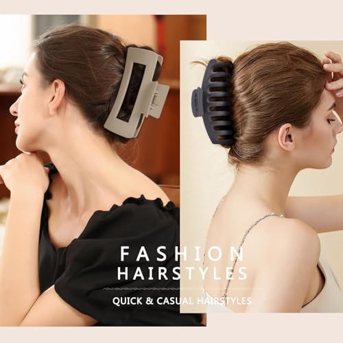 Image of ANNA CREATIONS 8 Pcs Korean Fashion Matte Hair Claw Clips Strong Hold Clutcher for Thick & Thin Hair Accessories Clutches for Women & Girls