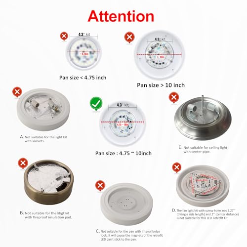 Senroyal 68005 4 Inch Ceiling Fan Led Light Replacement, 18W 2100Lm 3Cct 3000K 4500K 6000K Led Retrofit Kit thumb #2
