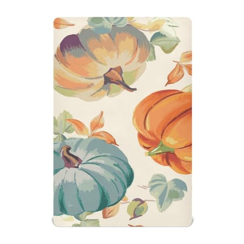 Moudou Autumn Harvest Pumpkin Playard Sheet for Boy Girls, Soft Breathable Fitted Toddler Sheet for Standard Playard Bed Mattress, 39 x 27 x 5 Inch