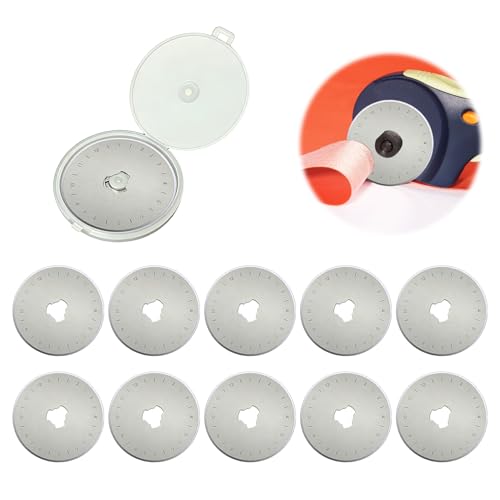 10PCS Cúteres Giratorios para Acolchar con Cuchilla Circular Afilada, Rodillo de Corte Preciso para Costura, Patchwork y Manualidades Herramienta Profesional para Telas Papel y Cuero`