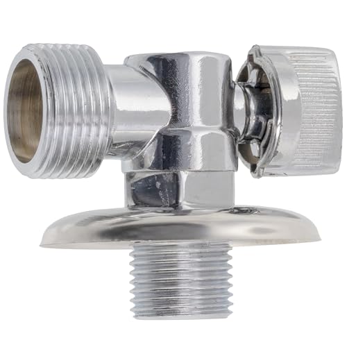 AERZETIX - C74963 - Valvola d'arresto ad angolo speciale per lavatrice 1/2x3/4 con rosetta - in ottone - finitura nichelata - raccordo rubinetto acqua sanitaria lavello bagno cucina