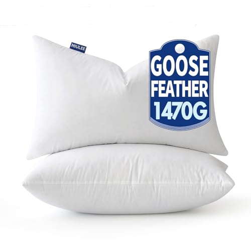 Consejos para Comprar Almohadas de pluma de ganso los 10 mejores. 41 MIULEE - Juego de 2 almohadas de plumas de ganso con funda de algodón 100%, tamaño queen, suaves y esponjosas, decorativas para dormir, para espalda, para dormir de lado, color...