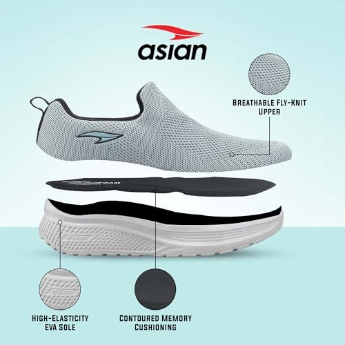 Image of ASIAN Wonderwalk-12 Walking Shoes for Men | Ultra Lightweight & Breathable Shoe| Full EVA Sole, Soft Memory Foam Insole, Easy Slip-On Comfort | Inspired by MS Dhoni Everyday Walking Style