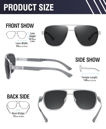Image of DUCO Aviator Sunglasses for Men Women Carbon Fiber Polarized Sunglasses Men UV Protection for Driving Golf Fishing 3051