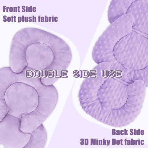 Image of Infant Car Seat Insert Head and Body Support, GFU Reversible Newborn Insert for Carseat with Strap Pads, Soft Stroller Cushion Pillow Insert for Boys and Girls, Fits for Stroller, Swing, Purple