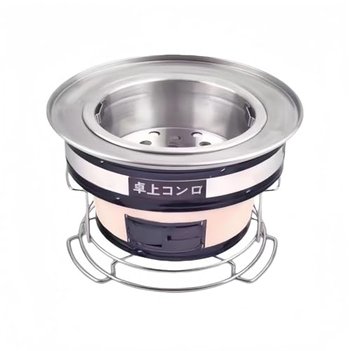 AOUMK 七輪、炭炉、和風 炭火焼き、セラミック火鉢、ポータブルバーベキューグリル、粘土製、室内 焼き網つき 、木炭コンロ 秋刀魚 炭火焼 焼き鳥 焼肉 おもち お祭り イベント 2~5人用 家庭用 業務用 (ストーブセット)