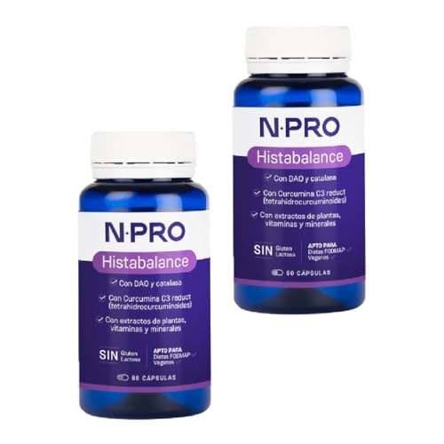 NPro Histabalance - Pack Ahorro 2 x 60 Cápsulas - con Catalasa, DAO, Comino Negro, Perilla, Acacia Japonesa, Curcumina, Vitaminas y Minerales - Suplemento para Histaminosis y Déficit de DAO