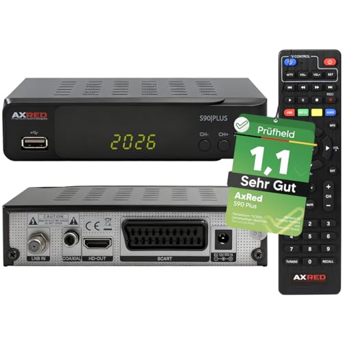 [ Test SEHR GUT, Note 1.1 *] AXRED S90 Plus Sat Receiver mit Aufnahmefunktion, HD fähig, Full HD, Digital Sat-Receiver für Satellitenschüssel Satelliten Satellit TV Fernseher,...