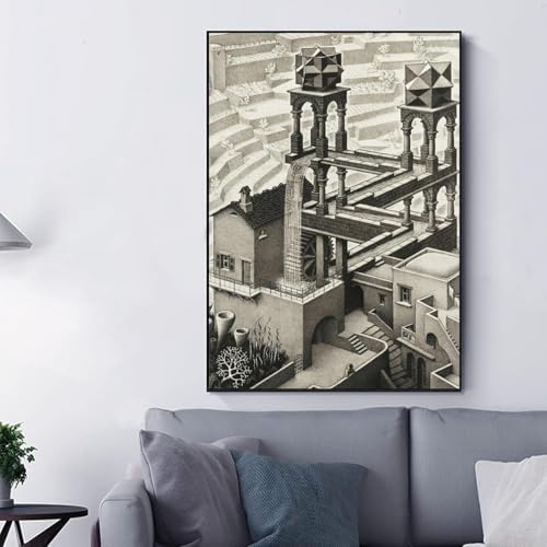 Evita paredes sosas con la Cascada de M. C. Escher póster artístico abstracto en lienzo de 50x70 2