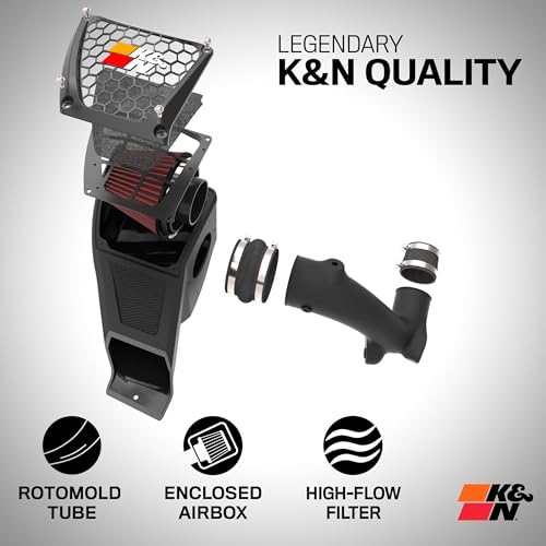 K&N Cold Air Intake System: High-Flow Air-Filter, Increase Performance & Horsepower: Compatible with 2021-2022 JEEP Wrangler JL, 63-1588