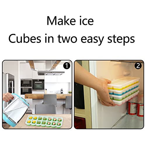 Gvolatee Stampo Silicone Cubetti Ghiaccio, 4 Pezzi con Coperchio per e Impilabile, BPA Free, per DIY Alimenti, Succo, Bevande Ghiacciate - immagine 4