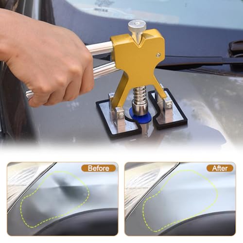 QKDS Paintless Car Dent Puller Kit, Dent Repair Kit, Golden Dent Remover Tool Lifter with 18 PCS Dent Puller Tabs for Auto Body Dents for Auto Hail Damage Repair & Other Metal Surface - Thumbnail 7