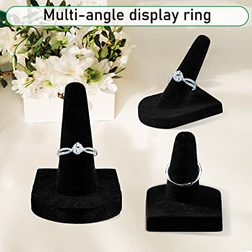 Image of 12 Pieces Velvet Ring Finger Jewelry Holder Finger Ring Showcase Display Stands Black Velvet Ring Storage Drawer Jewelry Display Stands for Shows
