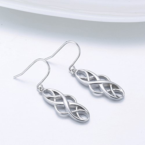 Laimala 925 Silver Earrings Celtic Knot Dangle Earrings Necklace Good Luck Polished Irish Jewelry Sets For Women Girls Christmas Gifts For Women #TOP4