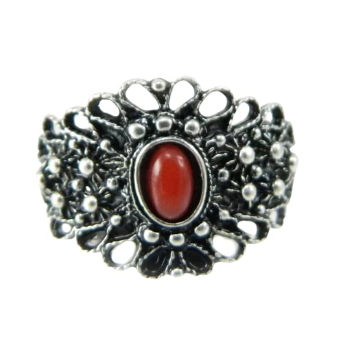 Alliance sarde argent bruni taille 20 : sublimez vos tenues quotidiennes avec du corail rouge