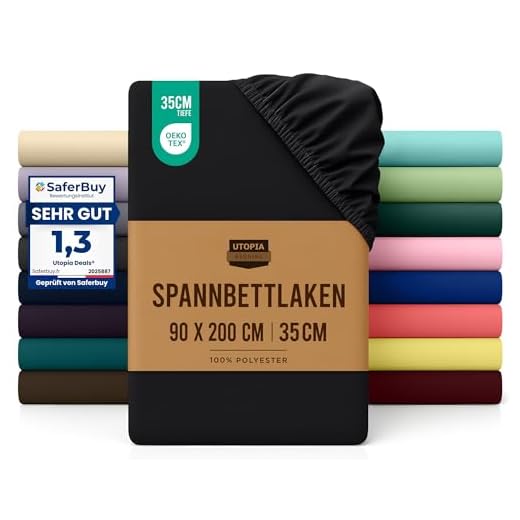Utopia Bedding - Spannbettlaken 90x200cm - Schwarz - Gebürstete Polyester-Mikrofaser Spannbetttuch - 35 cm Tiefe Tasche