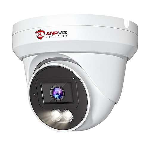 Anpviz 4K PoE Camera Turret 8MP IP Camera Outdoor, PoE Security Cameras with AI Human Vehicle Detection, 100FT Smart Dual Light Color Night Vision, Built-in Mic, IP66 Waterproof (U Series) 8
