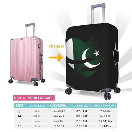 Travel Luggage Cover Pakistan Pakistani Flag Heart Fashion Washable Baggage Suitcase Protector Fit For Luggage Medium 5