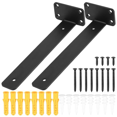 Soporte para estante, 2 piezas Soporte para estante flotante invisible, soportes estantes de pared (negro, 250mm)