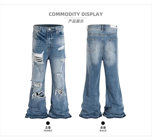 Men’s High Street Washed Frayed Vintage Baggy Jeans, Loose Fit, Straight Leg Oversized Cargos3
