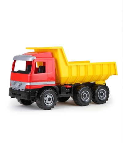 Lena 02031 – Starke Riesen Muldenkipper Mercedes Benz Actros, Kipplaster ca. 63 cm, großer Kipper mit 3 Achsen und verriegelbarer Kippmulde, robustes Baustellen Spielfahrzeug für Kinder ab 3 Jahre, Rot, Gelb, Schwarz., 15.99 €